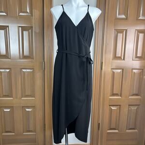 Olivia Grey Wrap Dress Black. Medi length Size Large